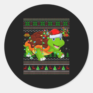 Hässliche Weihnachtspullover Schildkröte Feiertag  Runder Aufkleber