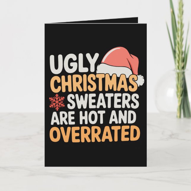 Hässliche Weihnachtspullover sind heiß und überbew Karte (Vorderseite)