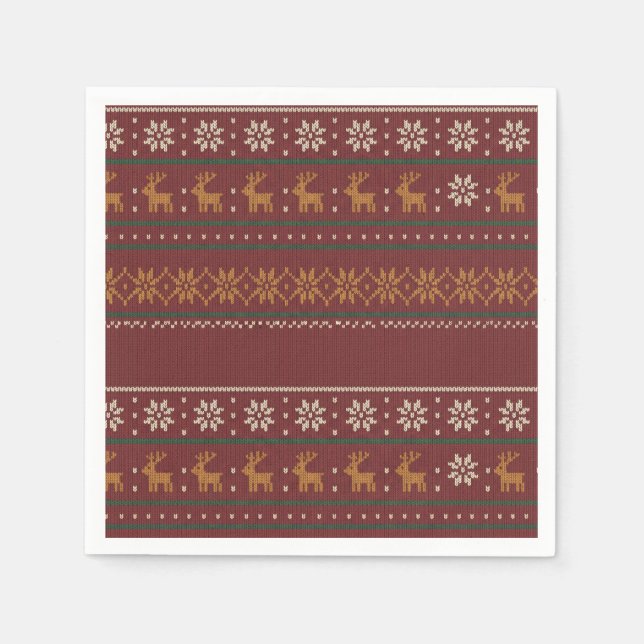 Hässliche Weihnachtspullover-Strick-Cocktailservie Serviette (Vorderseite)