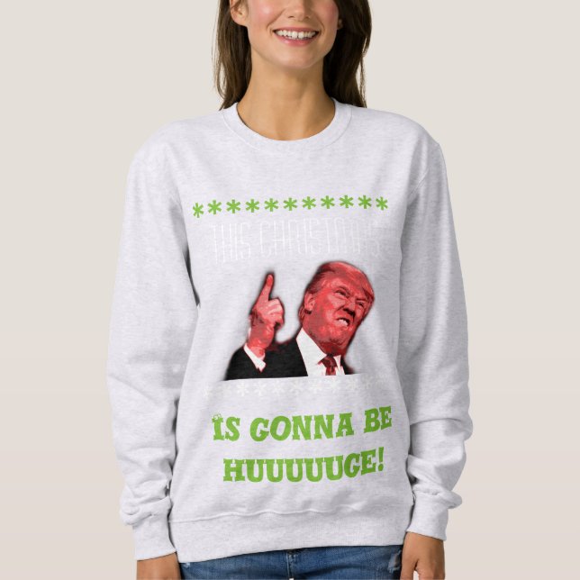 Hässliche Weihnachtsstrickjacke Donald Trump für Sweatshirt (Vorderseite)
