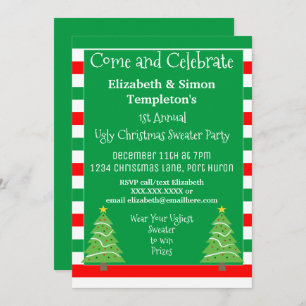 Hässliche Weihnachtsstrickjacke-Party Einladungen