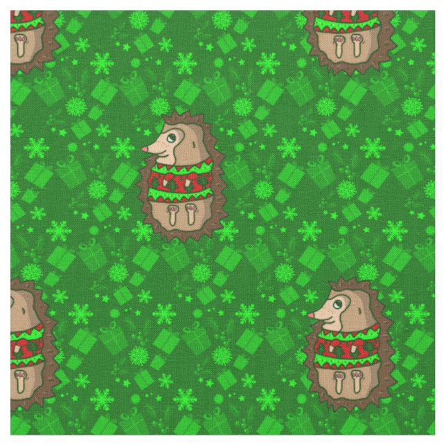 hässliche Weihnachtsswitzer-Igel Stoff (Nahaufnahme)