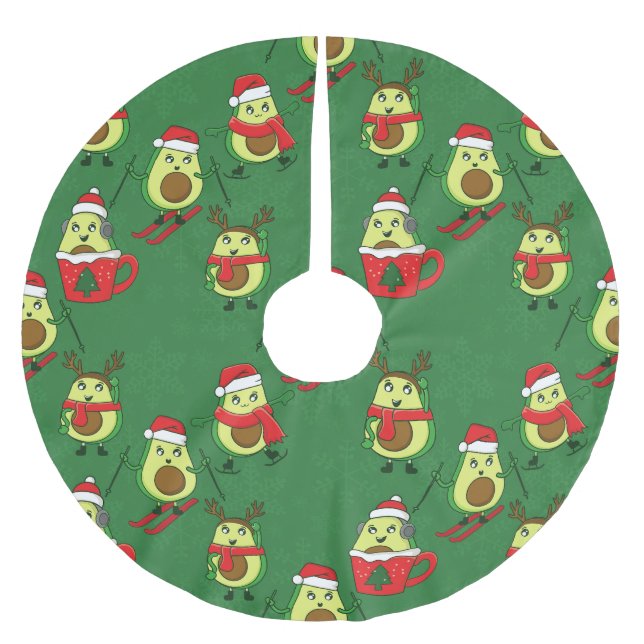 hässliche Weihnachtsweih-Avocado-Schneeflocken Polyester Weihnachtsbaumdecke (Vorderseite)