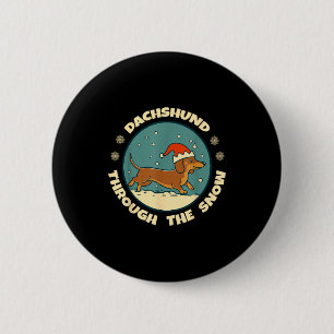 Hässlicher Dachshund Weihnachten durch den Schnee Button