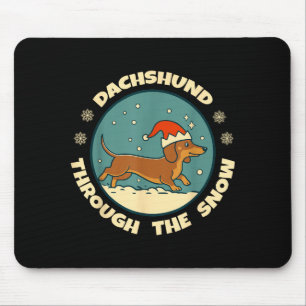 Hässlicher Dachshund Weihnachten durch den Schnee Mousepad