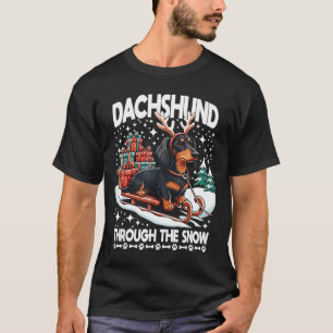 Hässlicher Dachshund Weihnachten durch den Schnee  T-Shirt