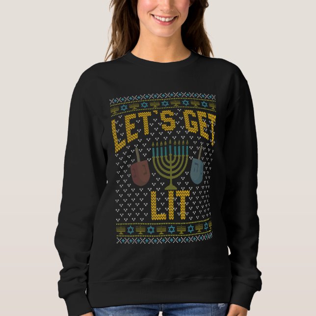 Hässlicher Hanukkah-Pullover  Lasst uns trinken 1 Sweatshirt (Vorderseite)