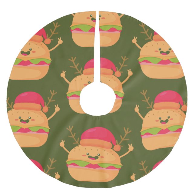 hässlicher Käseburger Polyester Weihnachtsbaumdecke (Vorderseite)