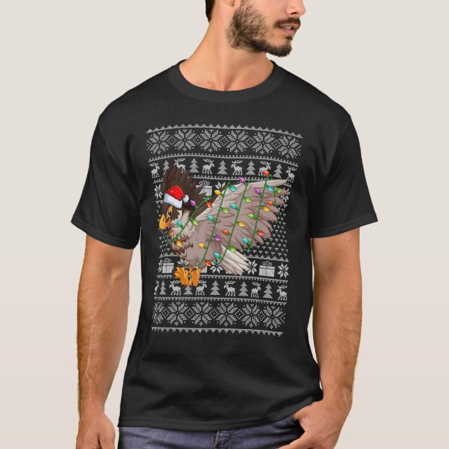 Hässlicher Pullover Stil Xmas Lichter Santa Hawk V (Vorderseite)