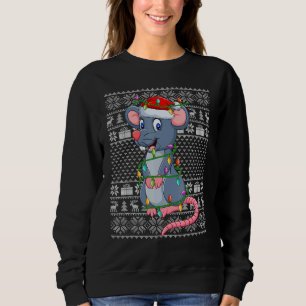 Hässlicher Pullover Stil Xmas Lichter Santa Maus W