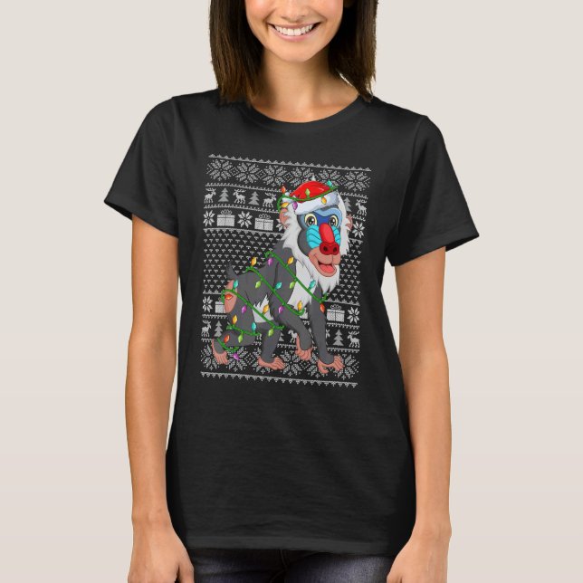 Hässlicher Pullover Stil Xmas Lichter Santa Pavian (Vorderseite)