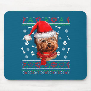 Hässlicher Pullover Weihnachten Yorkie Hund Santa  Mousepad