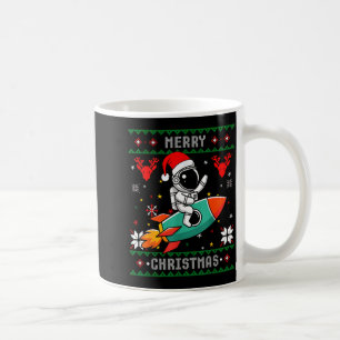 Hässlicher Weihnachts-Astronaut mit Raketen-Santa- Kaffeetasse