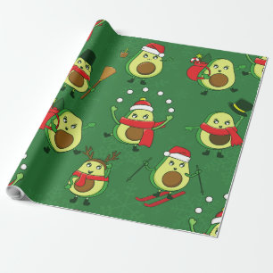 hässlicher Weihnachts-Avocado-Weihnachtsmann Winte Geschenkpapier