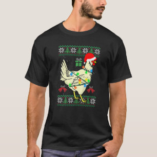 Hässlicher Weihnachts-Hühner-Pullover-Santa-Hut-Li T-Shirt