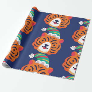 hässlicher Weihnachts-Tiger-Santa-Claus Geschenkpapier