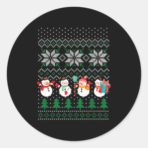 Hässlicher Weihnachts Xmas Baum Schneemann Weihnac Runder Aufkleber