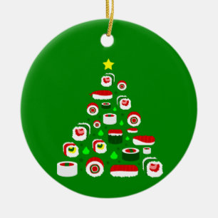 hässlicher Weihnachtsbaum Sushi Keramik Ornament