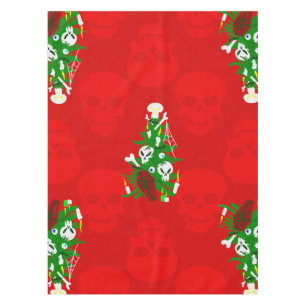 hässlicher Weihnachtsbaum-Totenkopf-Sarg Tischdecke