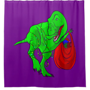 hässlicher Weihnachtsdinosaurier Tyrannosaurus Rex Duschvorhang