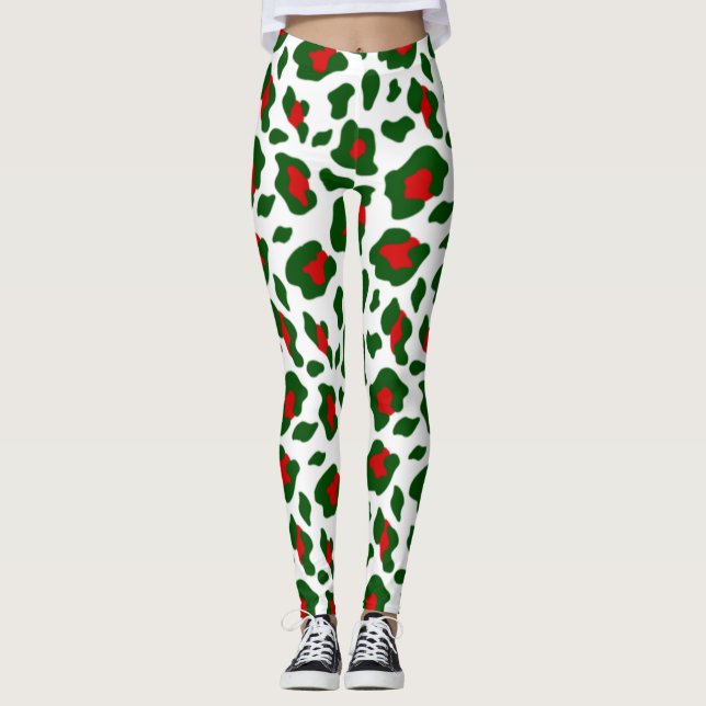 hässlicher Weihnachtsleoparddruck Leggings (Vorderseite)