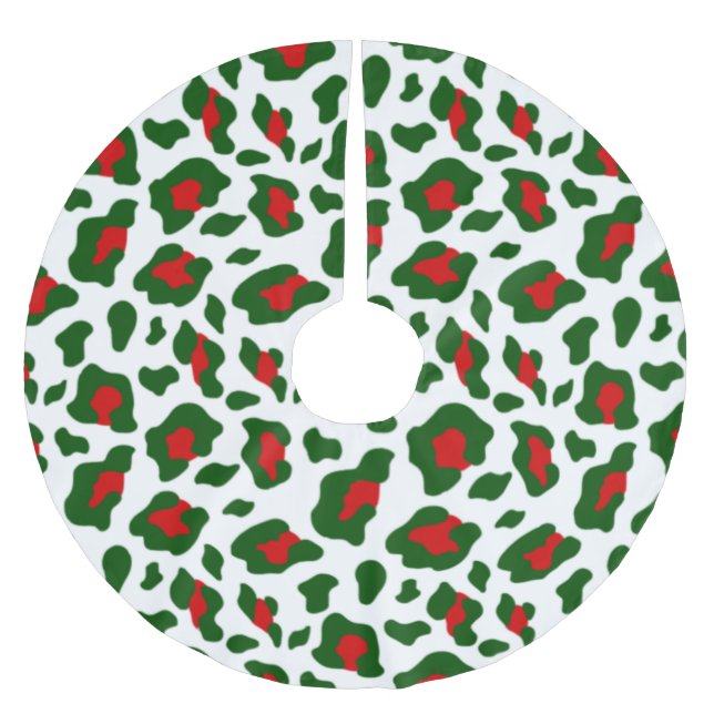 hässlicher Weihnachtsleoparddruck Polyester Weihnachtsbaumdecke (Vorderseite)