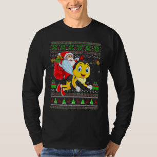 Hässlicher Weihnachtsmann reitet auf Hummel Weihna T-Shirt