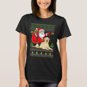 Hässlicher Weihnachtsmann reitet Labrador Retrieve T-Shirt