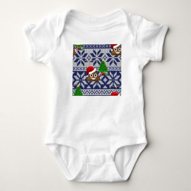 hässlicher Weihnachtspulli kacke Emoji Baby Strampler (Vorderseite)