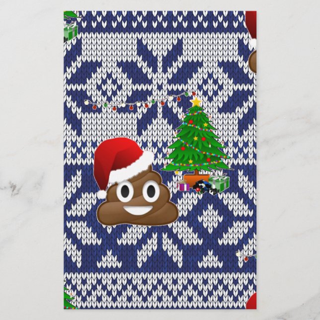 hässlicher Weihnachtspulli kacke Emoji Briefpapier (Vorderseite)