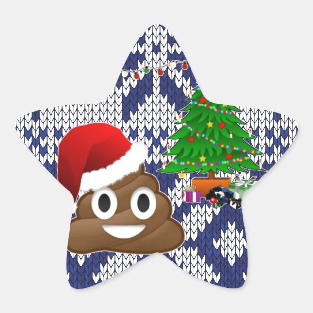 hässlicher Weihnachtspulli kacke Emoji Stern-Aufkleber (Vorderseite)