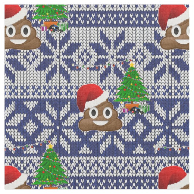 hässlicher Weihnachtspulli kacke Emoji-Stoff Stoff (Nahaufnahme)
