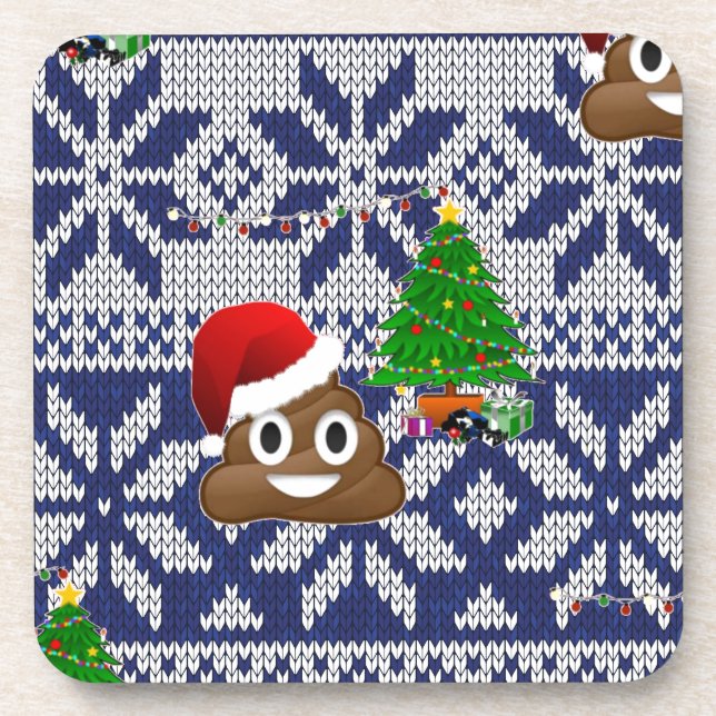 hässlicher Weihnachtspulli kacke Emoji Untersetzer (Vorderseite)