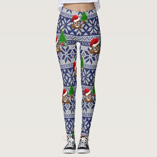 hässlicher Weihnachtspulli kackte emoji-Leggings Leggings (Vorderseite)