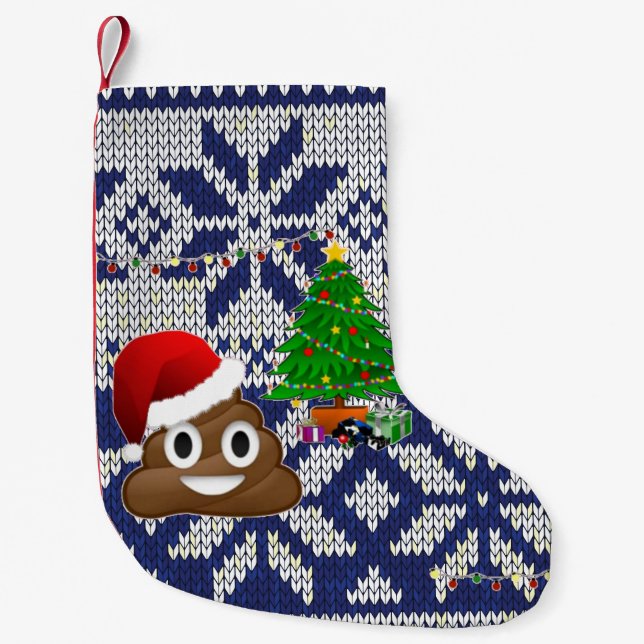 hässlicher Weihnachtspulli kackte Emoji-Strumpf Kleiner Weihnachtsstrumpf (Vorderseite)