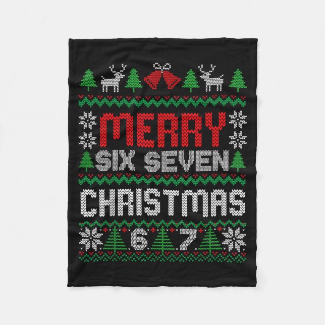 Hässlicher Weihnachtspullover 67 Sechs Sieben 6 7  Fleecedecke (Vorderseite)