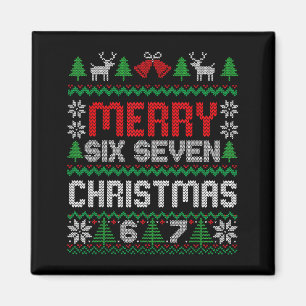 Hässlicher Weihnachtspullover 67 Sechs Sieben 6 7 Magnet