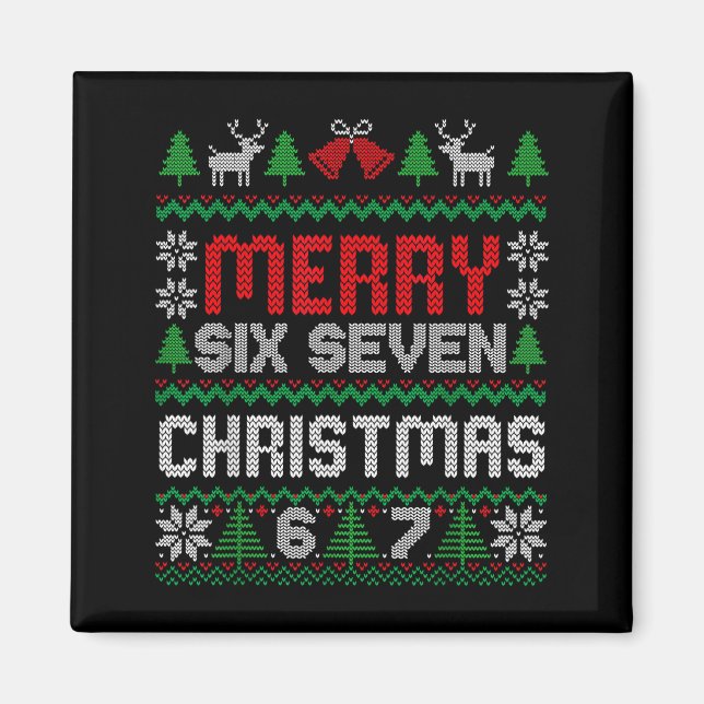 Hässlicher Weihnachtspullover 67 Sechs Sieben 6 7  Magnet (Vorne)