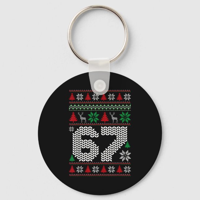 Hässlicher Weihnachtspullover 67 Sechs Sieben 6 7  Schlüsselanhänger (Vorderseite)