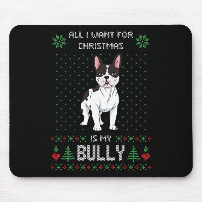 Hässlicher Weihnachtspullover Bully Französische B Mousepad (Vorne)