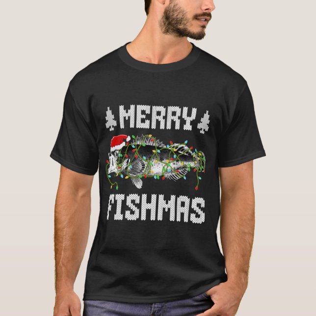 Hässlicher Weihnachtspullover Frohe Fischmas T-Shirt (Vorderseite)