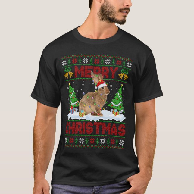 Hässlicher Weihnachtspullover Funny Animal Lights  T-Shirt (Vorderseite)