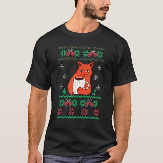 Hässlicher Weihnachtspullover für Katzen T-Shirt (Vorderseite)
