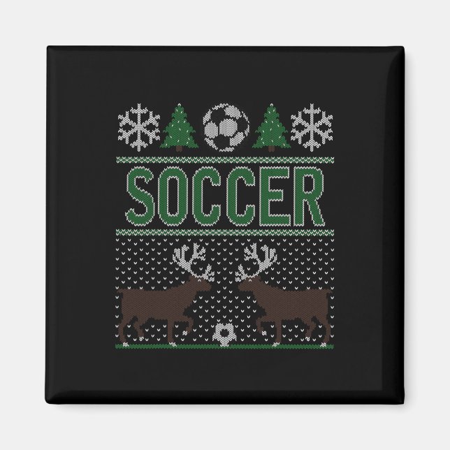 Hässlicher Weihnachtspullover Fußball Magnet (Vorne)