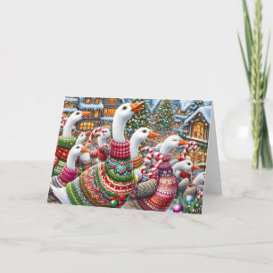 Hässlicher Weihnachtspullover Gänse Feiertagskarte