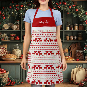 Hässlicher Weihnachtspullover Hirsch Monogramm Schürze