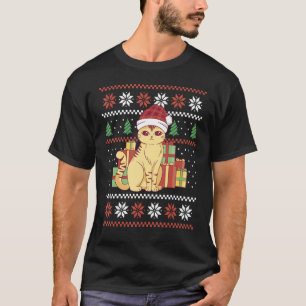 Hässlicher Weihnachtspullover Katze mit Geschenken T-Shirt