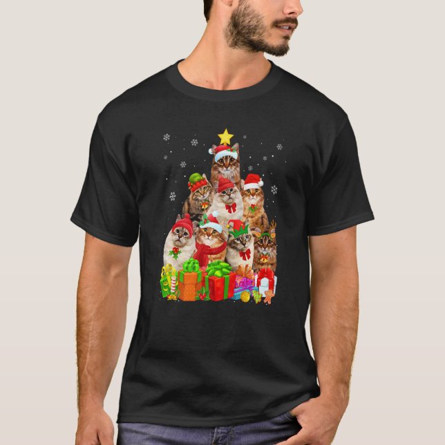 Hässlicher Weihnachtspullover Katzenbaum Sibirisch T-Shirt (Vorderseite)
