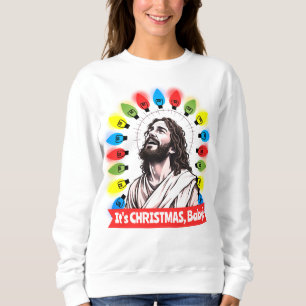Hässlicher Weihnachtspullover kitschige Jesus-Lich Sweatshirt