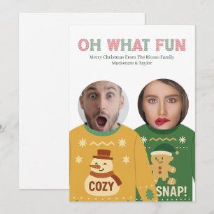 Hässlicher Weihnachtspullover Lustiges Gesicht Per Feiertagskarte